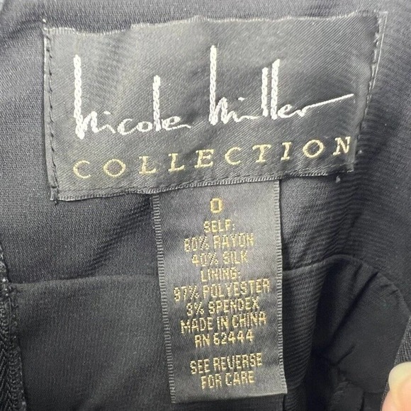 Nicole Miller Collection Womens 0 Silk Blend Blue Scroll Overlay Dress Cocktail - Picture 4 of 7